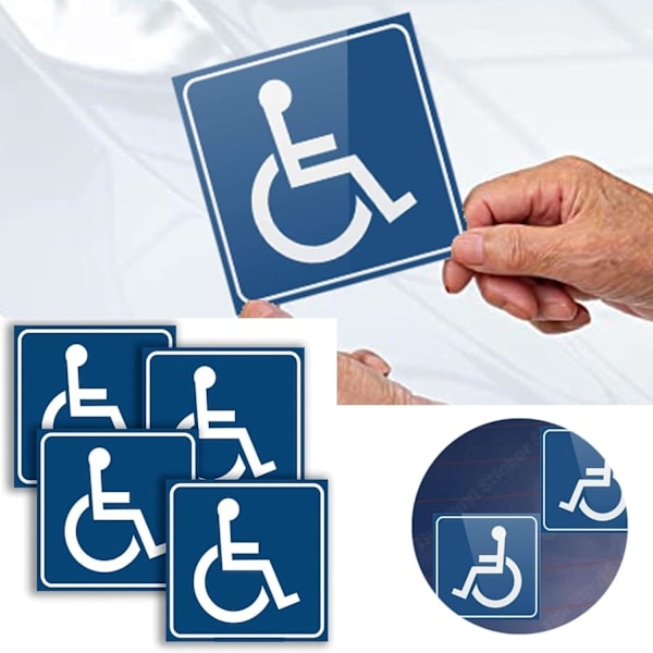 6 stk. handicapmærker til biler, blå handicapmærker, til bil bus campingvogn kørestol.{F2}
