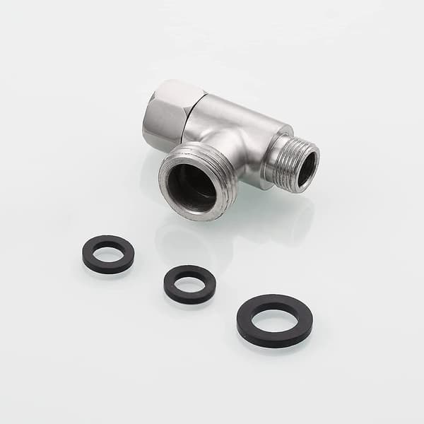 3-vejs 3/8\" og 1/2\" 3-vejs adapter T-forbindelse rustfrit stål 3/8\" vandrør T-fitting børstet nikkel