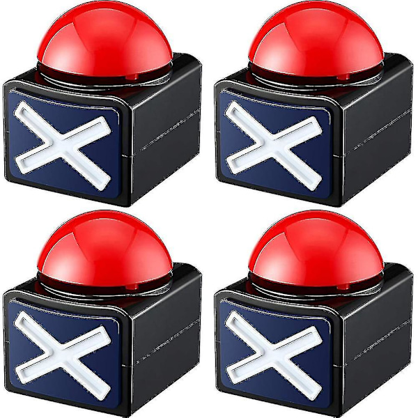 4 stk. Spillbuzzer, Spillbuzzer Alarmlyd Spillknapp med Enkel Trivia Quiz Got Talent Buzzer Spill{f78}