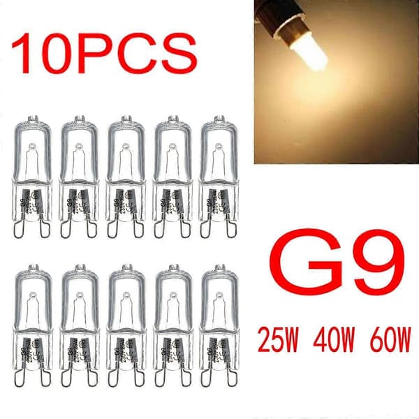 10-pack G9 Halogenlampor 220-240V 25W 40W 60W Varmvitt Ljus Optimal Belysning 60W