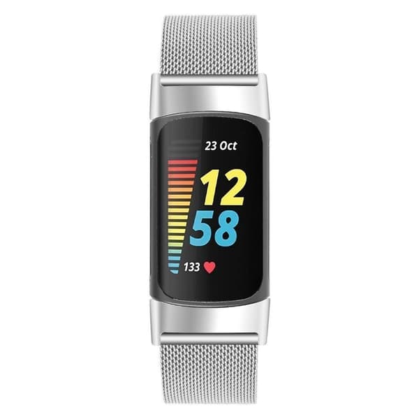 Fitbit Charge 6 5 Milanese Loop armband i rostfritt stål med silverfärgad