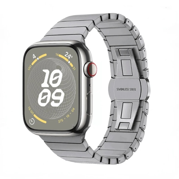 Metallrem for Apple Watch 9 8 7 45mm 41mm Rustfritt stål Erstatningsrem for iwatch 6 5 4 3 2 SE 44mm 40mm Ultra/2 49mm Grey