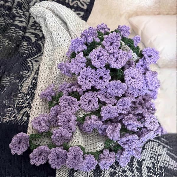 DIY håndvævet blomsterbuket tæppe, blødt hudvenligt maskinvaskbart for begyndere Yellow