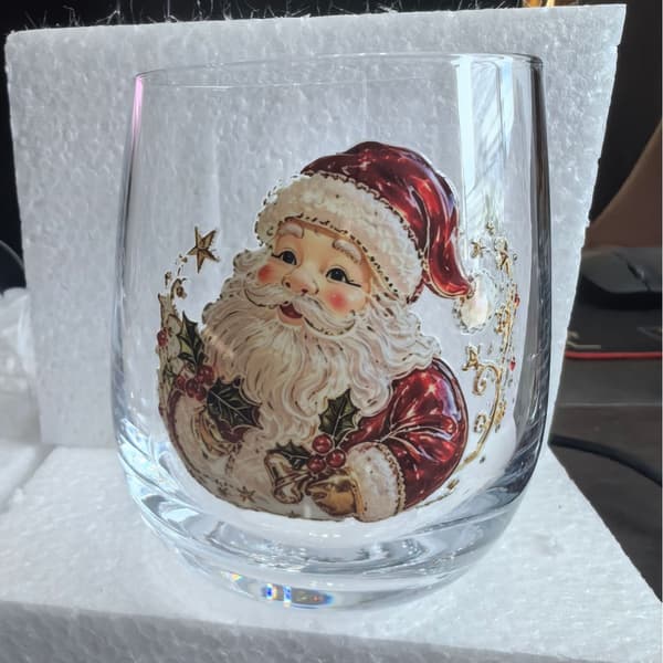 Julglas konstkopp 300ml, festligt dricksglas, julklappsglas Santa Claus