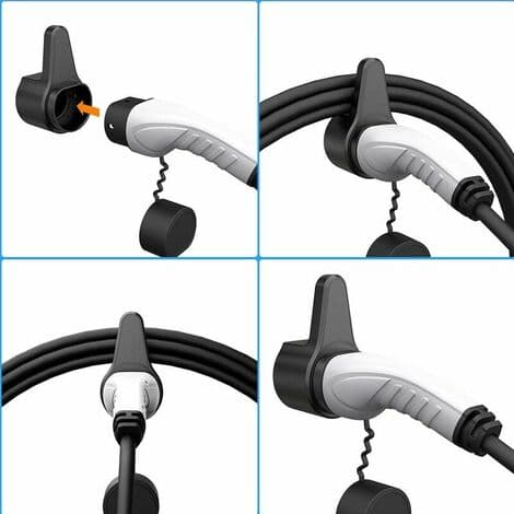 {hw} Type 2 ladekabelholder, sikkerhetsdesign, lader Type 2 Wallbox Wallbox EV ladekabelholder, sterk ABS billaderholder - svart