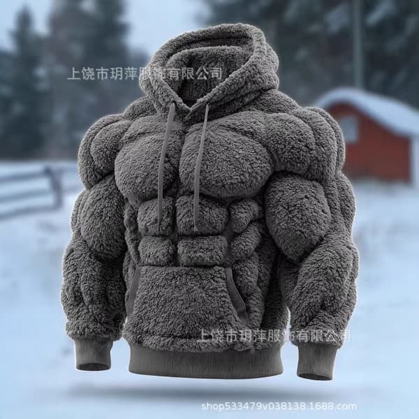 Hettegenser med muskeltrykk – Ensfarget mage-design hettegenser unisex *S*WY4603
