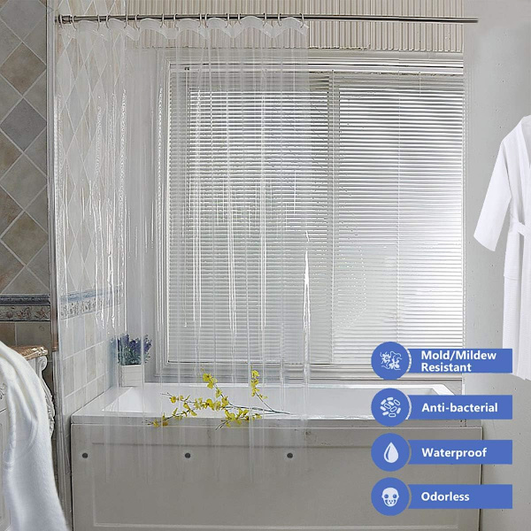{hw} 180*180cm Transparent Duschdraperi Anti-Mögel Duschfoder för Badkar Vattentätt