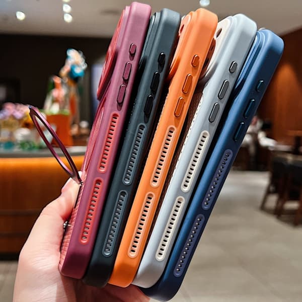 Magnetiskt iPhone-fodral med kylventil och runt stativ, bikakeformad värmeavledningsdesign, stötsäkert skyddsfodral *iPhone 12 Pro Max*blå blue iPhone 12 Pro Max