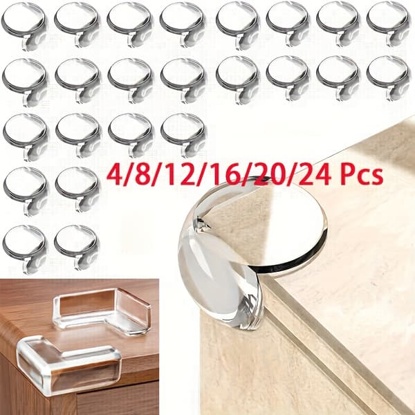Möbelhörnskydd - Transparenta Säkerhetsskydd för Bordskanter & Skåp, Starkt Lim (Flerpack) 24 pcs
