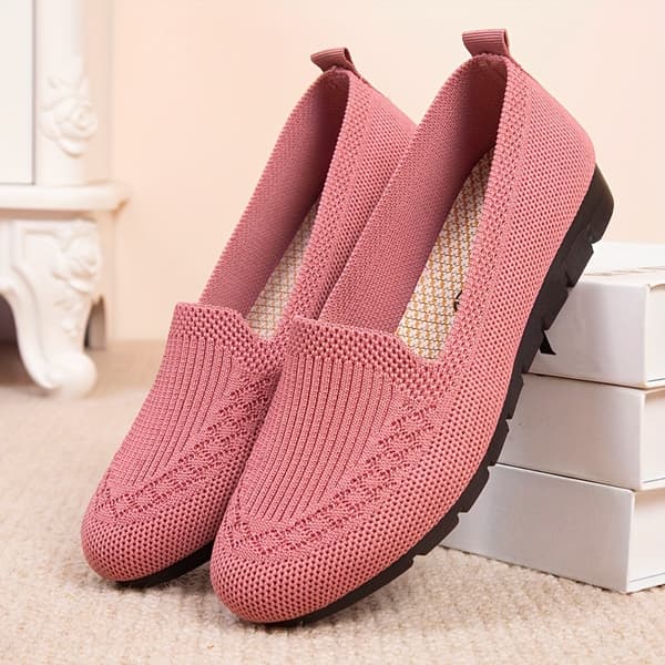 Sneakers, lette åndbare slip-on loafers til kvinder - afslappede sommersko med elastiske sider, fodstøtte og blød indersål EU 35 【Beige】
