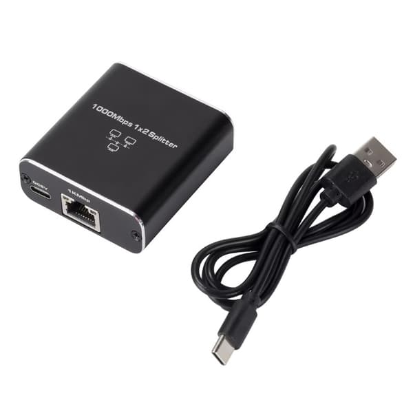RJ45 Switch med Port 1000 Mbps Netværk 1 til 2 Gigabit Ethernet Splitter Kompatibel med Computer, Switch, Router, TV Box(f2)