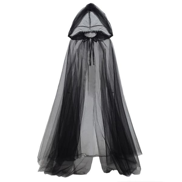 Halloween Grim Reaper Hekse Kappe | Lang Mesh Kappe til Spøgelses Cosplay Kostumefest}3 lag 1,5 meter}Hvid