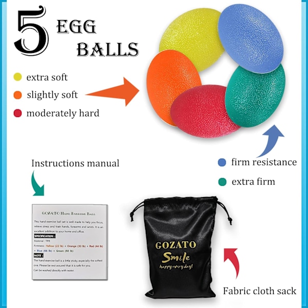 Klemmeball for håndterapi, stress, leddgikt, smertelindring, treningsball for håndøvelser