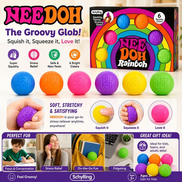 Regnbågsstressboll Fidgetleksak Långsamt stigande Squishy Sensorisk Ångestlindrande Leksak 6 Färger