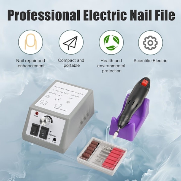 INF Elektrisk Nagelfil med 12 Slip-/Poleringstillbehör{F2]