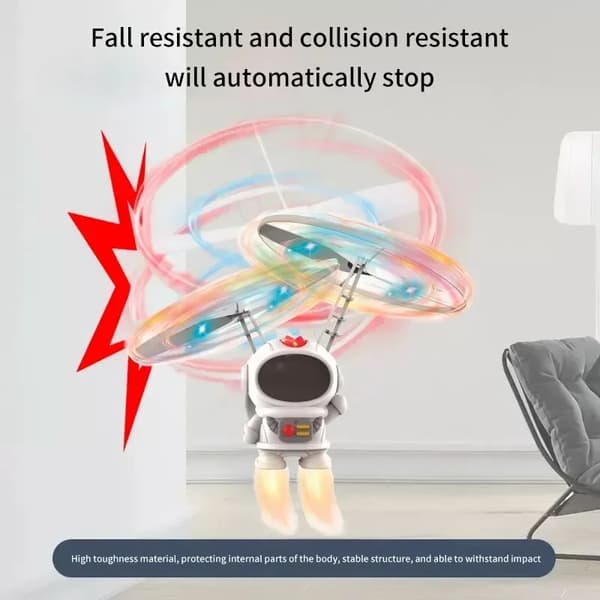 Leviterende lysende flygende robot astronaut leketøy fly håndkontrollert drone interaktiv med lys utendørs leker for barn gave Blue