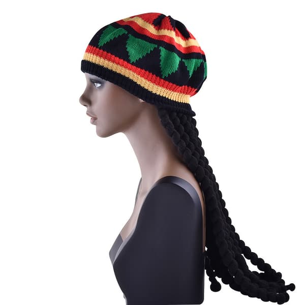 Rasta Dreadlock-mössa med flätor - Jamaicansk Reggae-keps - Cosplay Dreadlocks-mössa för Halloween-kostym