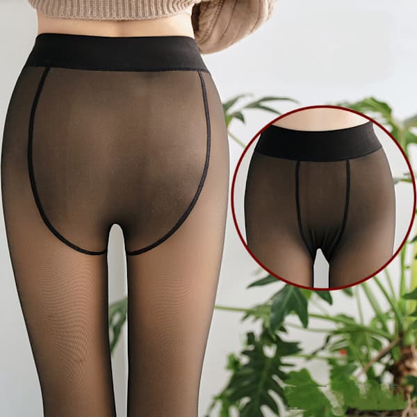 Transparenta varma fleecetights, fleecefodrade tights för kvinnor - termiska vintertights, stora, 230 g{f2}