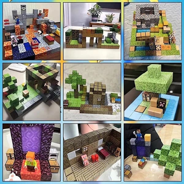 120 stk. magnetisk legetøj magnetiske byggeklodser pædagogisk legetøj bygning Minecraft sæt{ds}（F2）