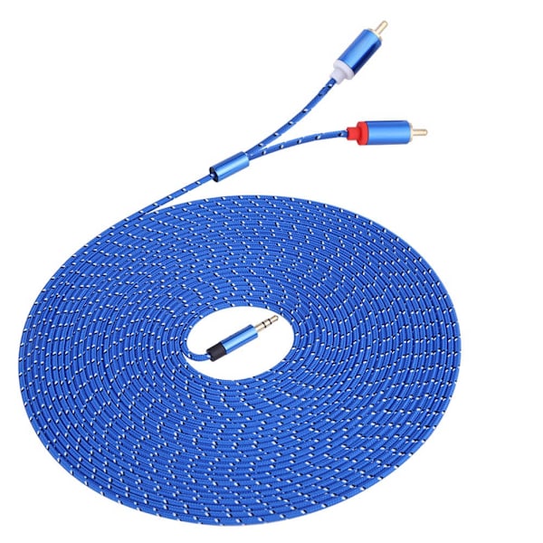3,5 mm til 2RCA Audio Kabel Hi-Fi Stereo Audio Signal Kabel Splitter Guldbelagt Stik (10 m)