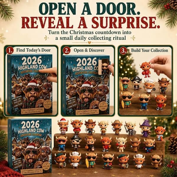 3D Highland Ku Adventskalender 2025 24-dagers nedtelling til jul med mini kufigurer Samleobjekt Gårdsdyrdekor til hjemmet Set-B