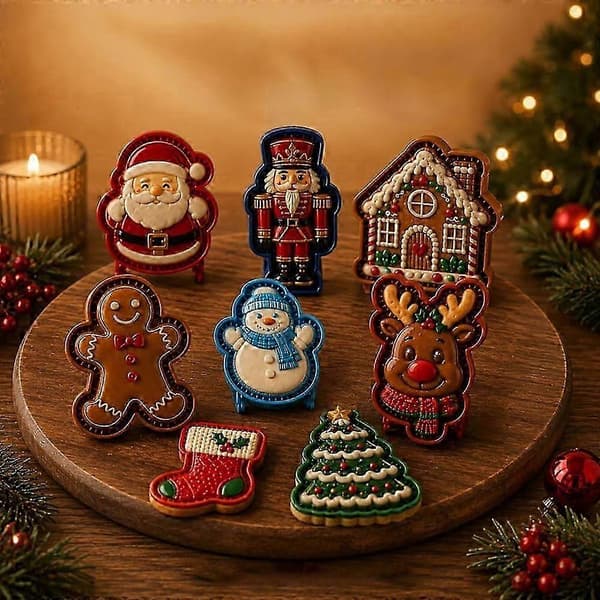 8-Design Jul Mini Pajformar att Välja | DIY Enkel med Tomte & Snögubbe - Återanvändbara Präglade Handbakformar Soldier