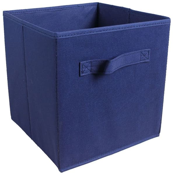 27x27x28 cm, marineblå Basics 1-pakning sammenleggbare oppbevaringskuber i stoff med håndtak