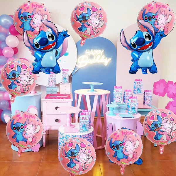 Lilo og Stitch Partyballoner Stitch Party Aluminiumfolie Balloner Passer til Stitch Fødselsdagsfest Dekorationer (10 stk. Rosa)