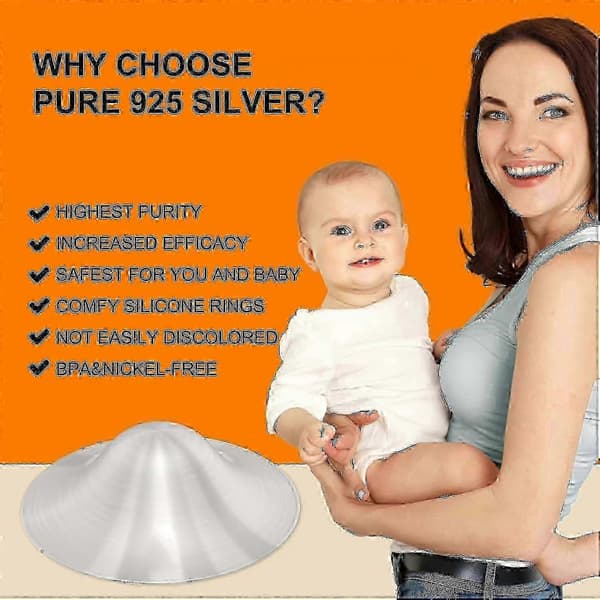 925 Sterling Silver Nipple Shields, Silver Cups for Breastfeeding, Breast Protection for Newborns, Essential Nipple Protectors and Inserts JP{F2}