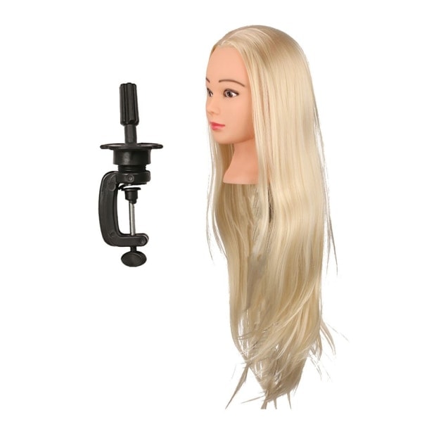 Salon Øvelse Treningshår Modell Frisør Mannekeng Hode med Klemme 20\"26in Blond{f2}