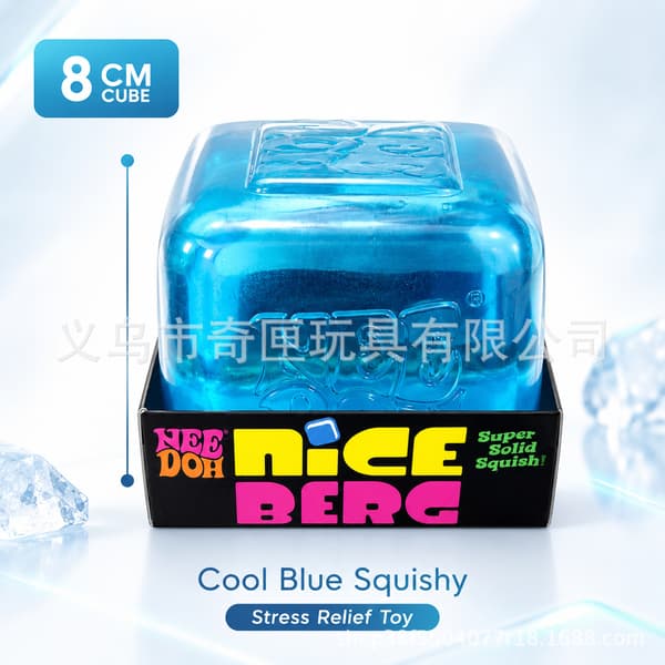 NeeDoh Squishy Cube Legetøj 8cm, Blød Klembar Sensorisk Stresskube, Fidget Legetøj til Angstlindring Large Blue Check