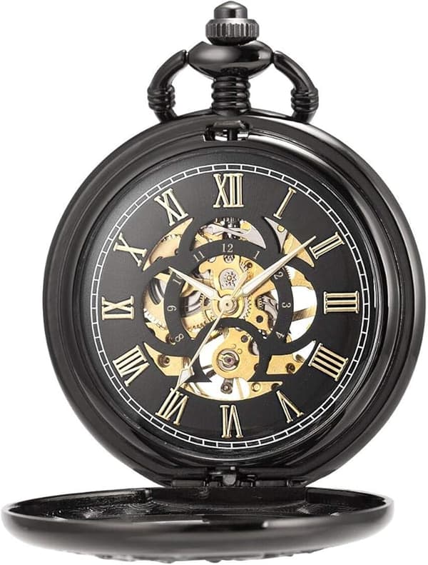 {hw} Antik Mekanisk Fickur Lyckodrake & Fenix (Bästa Önskningar)