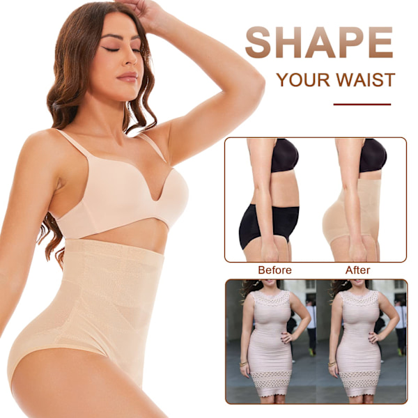 Högmidjade trosor med magkontroll, shapewear med hög midja för kvinnor, magkontroll, bekväma shapewear-trosor, S