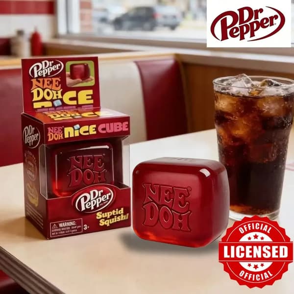 Dr Pepper x NeeDoh Nice Cube Squishy leketøy Stressavlastningsleketøy Myk klemme Fidget Cube for barn og voksne Angstlindring Sensorisk leketøy A