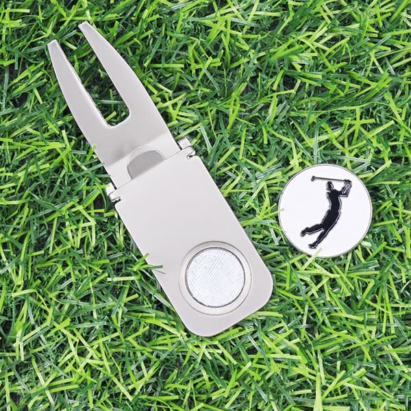 Golfgaffel med magnetisk cigarrhållare, greenlagare för green, golftillbehör