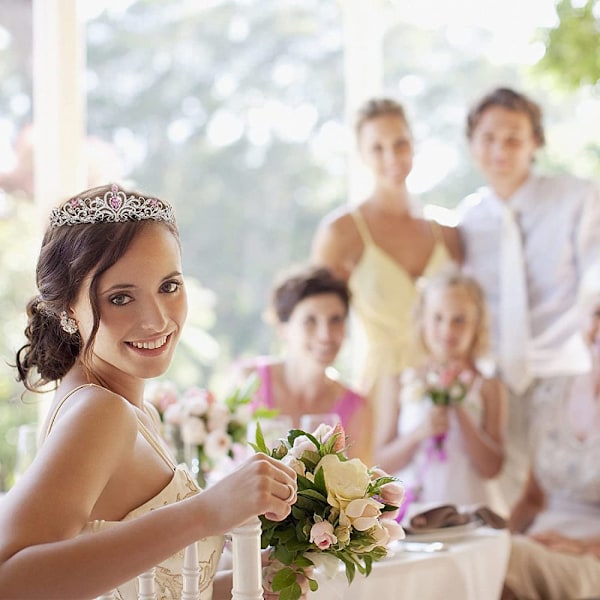 Kron Diadem, Prinsesskrona, Rairsky Damdiadem, Krona Flickor, Silverdiadem för Kvinnor Rosa Kristalldiadem Kristallkrona med Kammar, Kristaller{f2}