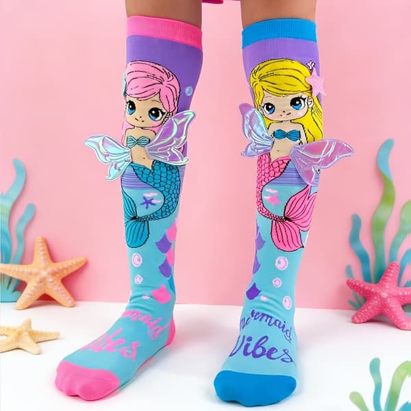 Kvinder Over Knæ Strømper Havfrue Mønster Lange Strømper Mode Cosplay Strømper Violet 1-3Y