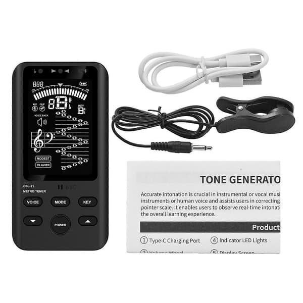 Digital Tuner Tone Generator 410-450Hz Sort 12,5x6,5x2cm 103g
