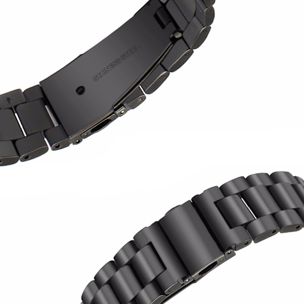 Seiko Armband 24mm Svart Rostfritt Stål Klockarmband för