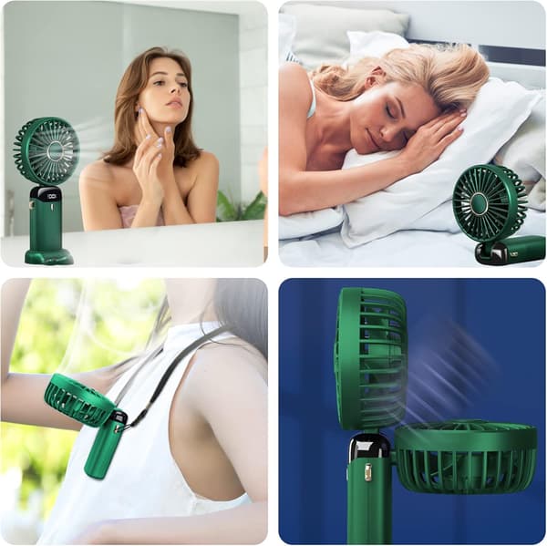 Jsdoin Håndholdt Blæser - USB Genopladelig, 5 Hastigheder, Foldbar, LED-Skærm green