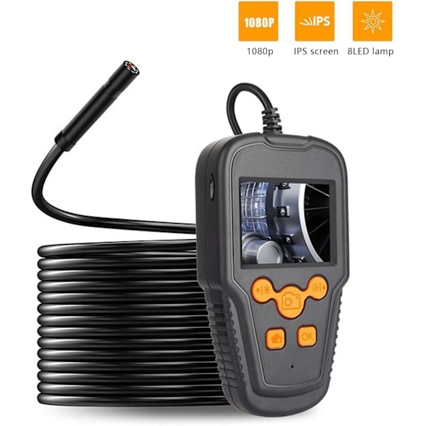 Industriell endoskopinspektionskamera, 1080P HD digital IP67 vattentät boroskop för bil, motor, avloppsrengöring, 2,4'' skärm (2M)