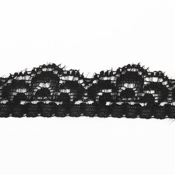 Svart Spetsband 10 Yards 1,5 cm Bredd Stretchigt Elastiskt Bekvämt Blomstermönster Spetskant för Dekorationer Sömnad DIY