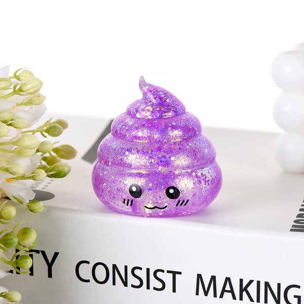 Glittrande bajs Squishy Stressleksak – Rolig klämleksak för ångestlindring**blå blue