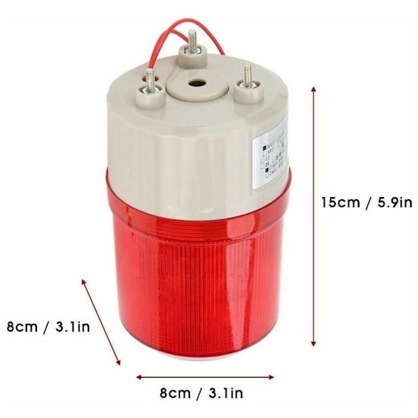 Roterande varningslampa med LED-blixt 220V 2A Rött larmsystem (8 8 15cm){f2}