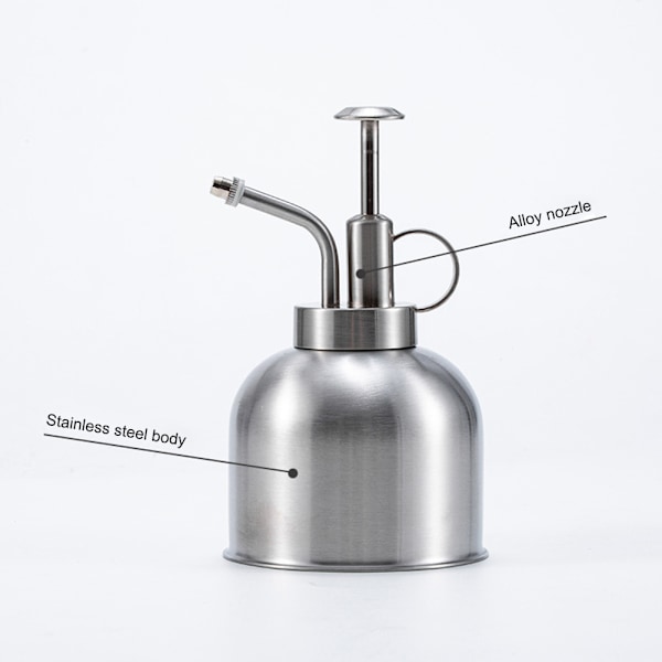 Växtsprejflaska 300ML Rostfritt Stål Vattenkanna för Inomhusväxter Suckulenter Bonsai Trädgårdsredskap Silver