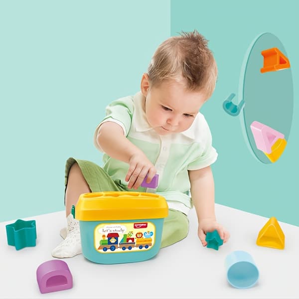 Formpuslespil til spædbørn - ABC & Formpuslespil, Udviklingsgave til drenge og piger Building Block Bucket