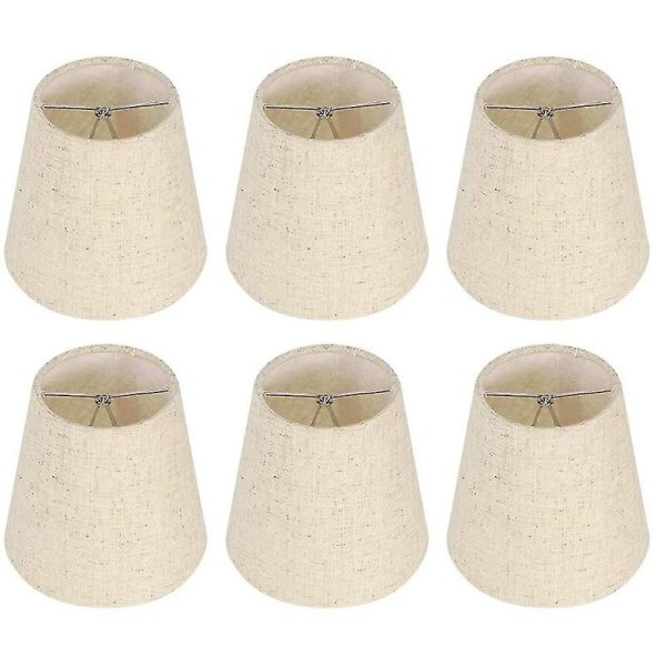 Small Lamp Shade Clip On Bulb Set Of 6 For Candelabra Bulbs, Barrel Fabric Lampshade For Table Chan