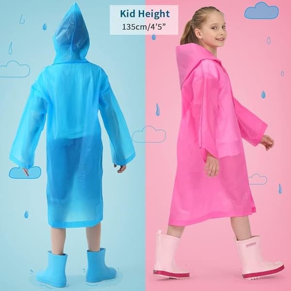 Regnponcho, regnjacka för barn, regnponcho för barn, 10-pack barnregnponchos - återanvändbara, vattentäta, barnregnponchos wi...