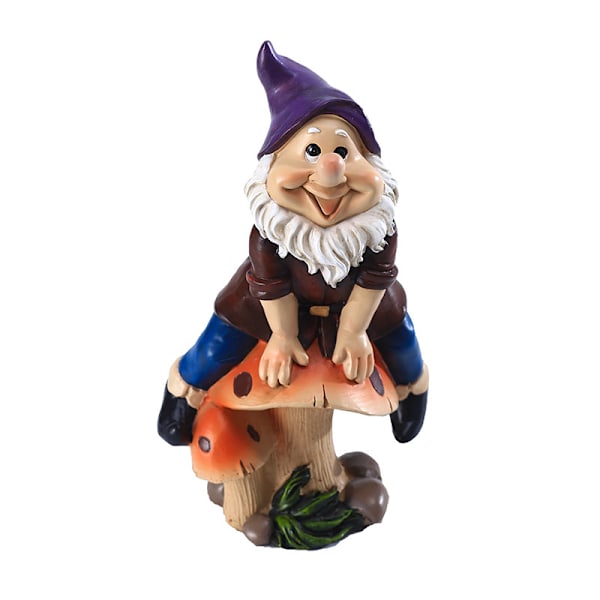 Morsom Hagegnom Statue, 19 cm Figur Utendørs Gnom Statue{F2]