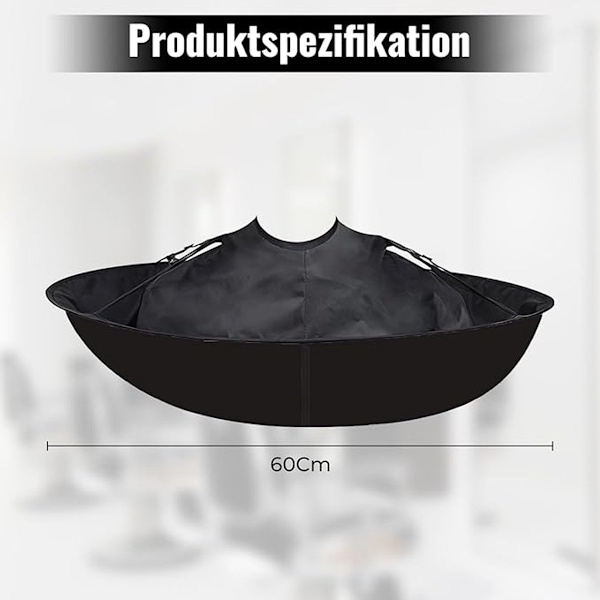 Hårklippekappe - Sort Vandtæt Barberkappe til Voksne - Sammenfoldelig Frisørkappe til Hårfarvning